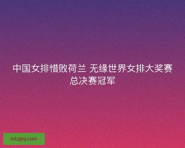 中国女排惜败荷兰 无缘世界女排大奖赛总决赛冠军